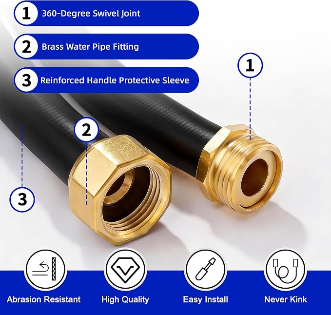 FOTING Pressure Washer Hose, Leak-Free & Kink Resistant, Hybrid Replacement Hose for Power Washer, Car Wash, Yard Cleaning