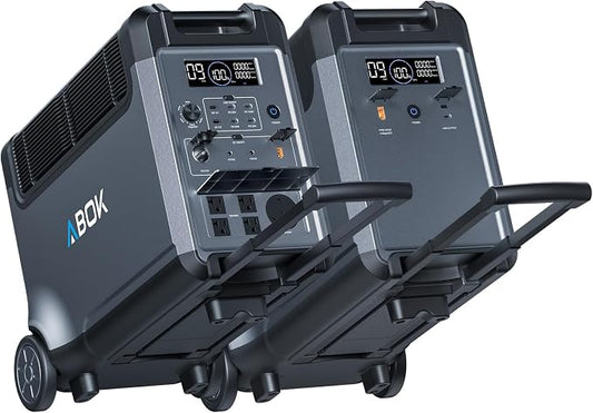 ABOK Ark3600 Portable Power Station with Ark3600E Extra Battery, 7680Wh LiFePO4 Solar Generator Bundle, 3600W Output, Expandable to 11520Wh, UPS, 15 Ports, App for Home Backup, Camping, RVs