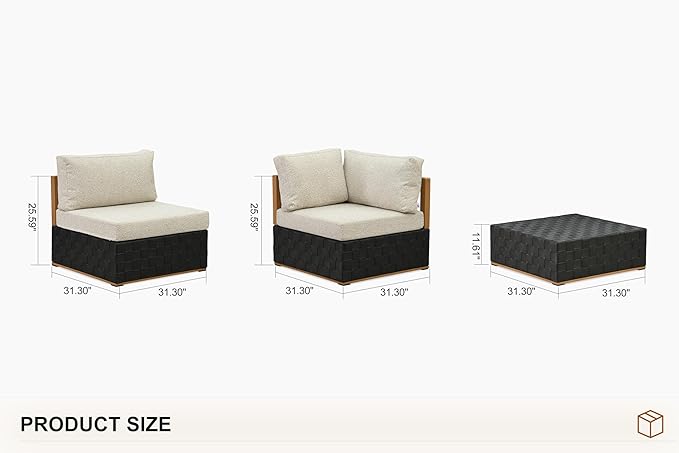 PURPLE LEAF Patio Outdoor Furniture Set 17 Pieces, Premium Leather Outdoor Couch Sectional Sofa, L-Shaped Patio Conversation Sets with Olefin Cushions, Patio Couch for Porch, Balcony, Garden, Black