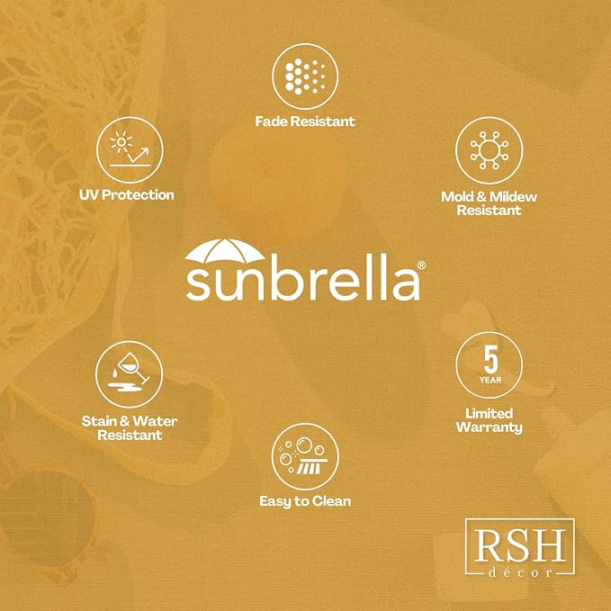 RSH DECOR: Sunbrella Tufted Wicker U-Shape Cushions Set of 2 | 22” x 22” | Outdoor Seat Cushions for Patio Furniture| Crafted with Sunbrella Performance Fabric | Canvas Regatta - Made in USA