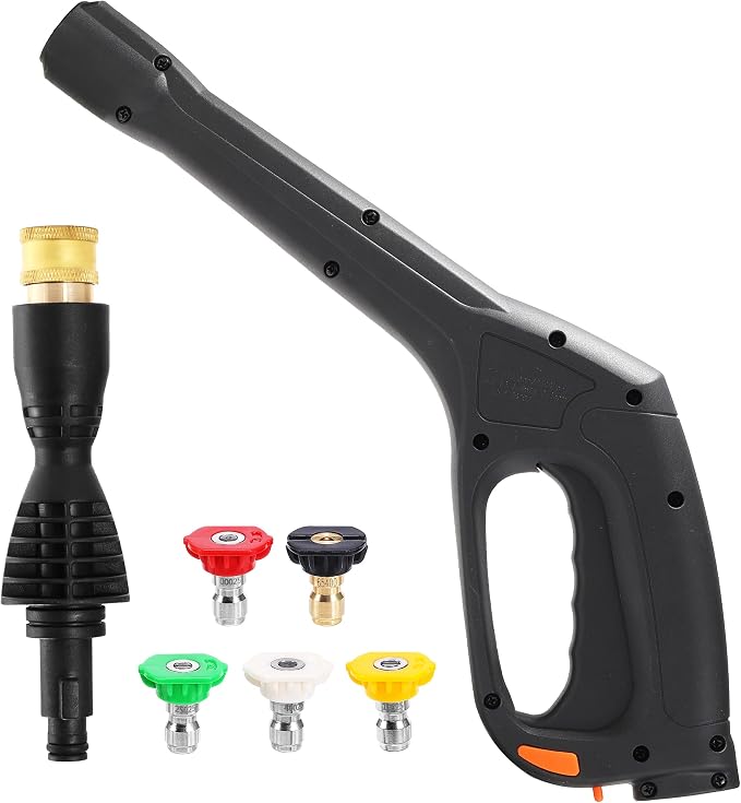 Pressure Washer Gun Kit with 5 Nozzles & Adapter – Locking Hose & Safety Trigger, Compatible with Portland Pulsar Powerwasher Taskforce Taskmaster ShopForce Electric Pressure Washers