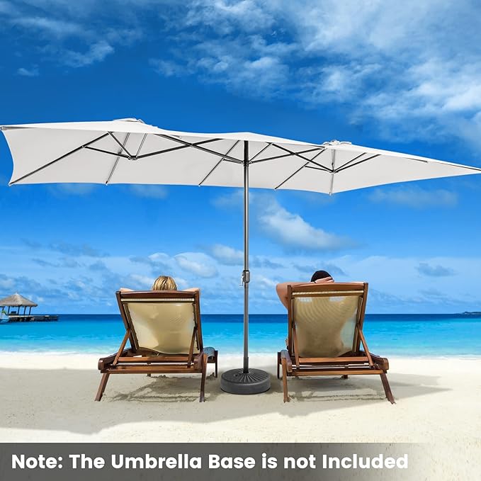 Tangkula 15 FT Double-Sided Patio Umbrella with Crank Handle, Vented Tops, Large Outdoor Rectangle Market Twin Umbrella with 10-Rib Metal Structure, Table Umbrella for Poolside Deck Lawn Garden