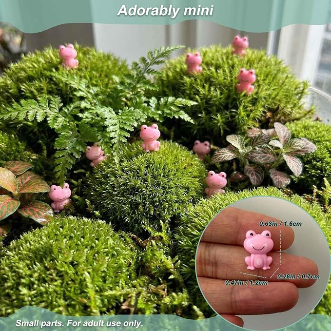 100 Pack Mini Pink Plastic Frogs, Small Tiny Figurines for Miniature Garden, Aquarium Fish Tank, Terrarium, DIY Crafting & Tiny House Décor
