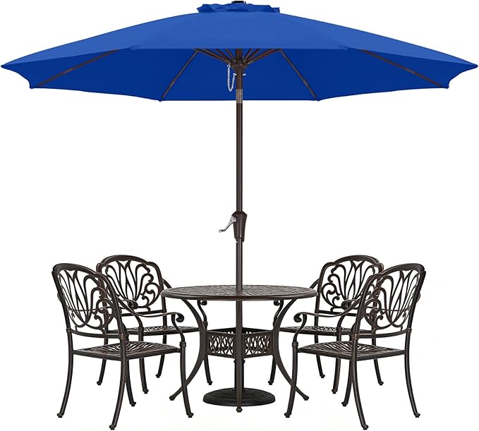 ABCCANOPY 10FT Patio Umbrella, Outdoor Waterproof Table Umbrella with Push Button Tilt and Crank, 8 Ribs UV Protection Pool Umbrella for Garden, Lawn, Deck & Backyard (Blue)