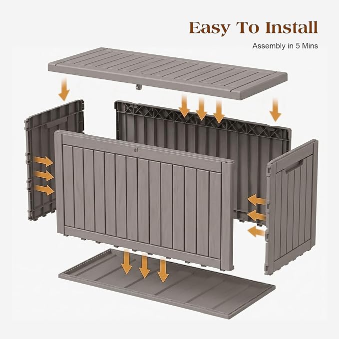 180 Gallon Waterproof Outdoor Storage Box, UV-Resistant & Lockable Lid | Resin Deck Box , Heavy-Duty Large Patio Outside Cushions for Garden Tools, Pool Accessories, Package Delivery, Chest, Toys
