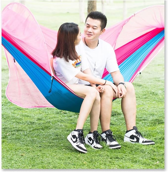 Outdoor Hammock Anti-Rollover Travel Camping Portable Hammock Hanging Chair Outdoor Portable Camping Travel Equipment (Color : Pink, Size : 240 * 120cm)