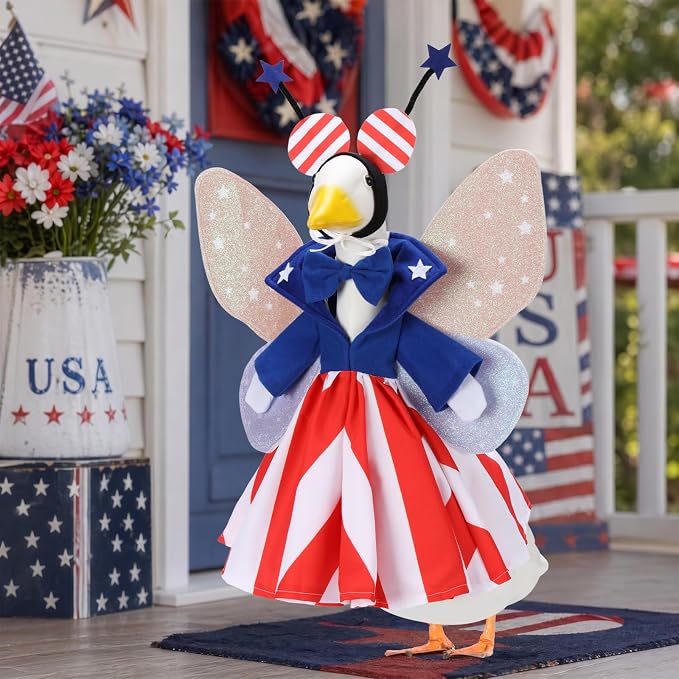 Butterfly Porch Goose Outfits for 23 Inch Statue | Butterfly Costume for Cement Statue, Sculpture Clothes for Summer Halloween Party Decoration