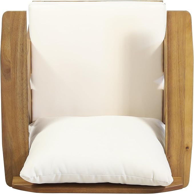 Merax 2 Pcs Outdoor Acacia Wood Club Chairs Patio Conversation Set with Cushions,Teak Finish