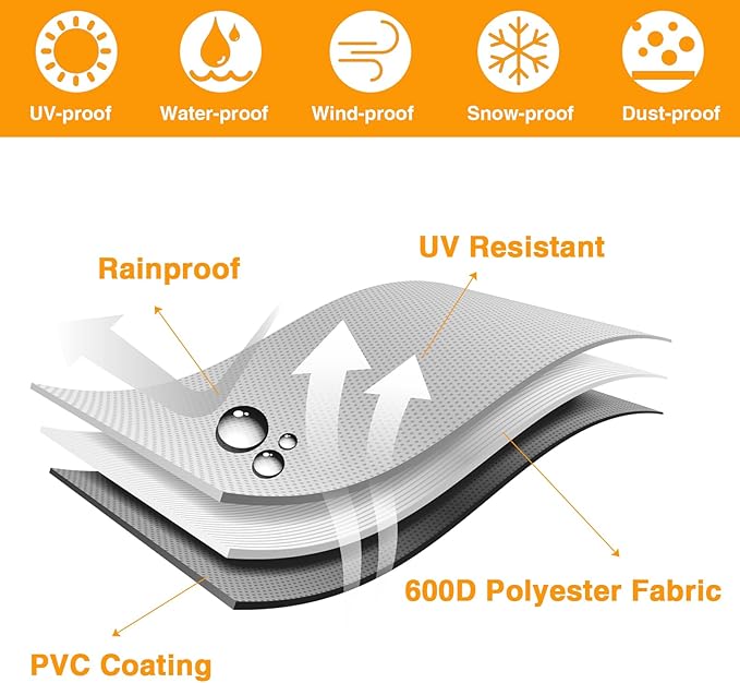 Patio Table Chair Cover (Gray), 23" DIA X 18"H, Portable Propane Grill covers, Outdoor Patio Furniture Cover Waterproof for Coffee Table, Hot Tub Side Table with 7.5 Gallon Cool Bar and Wine Cooler