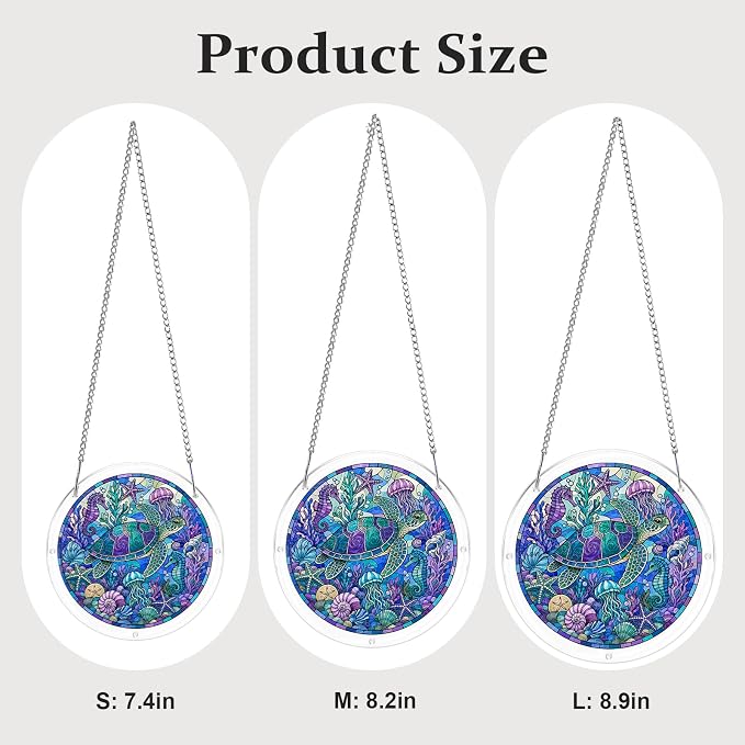 Acrylic Puzzle Suncatcher, Sun Catchers Puzzle for Window Hanging | 8.9 Inch Coastal Turtle DIY Suncatcher Puzzle for Adults, Ideal Gifts for Women, Men, Wife, Mom, Home & Garden Decor