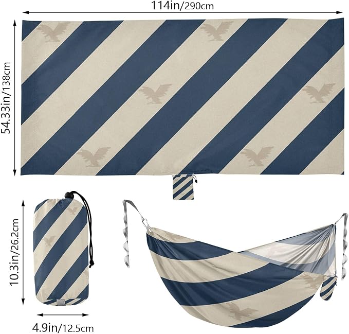 Standard Striped Wallpaper Hammocks with Tree Straps Indoor Hammock for Outside Patio Garden