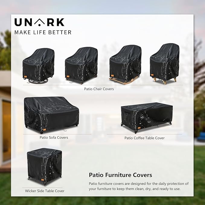 Outdoor Swivel Chair Covers Waterproof 2 Pack, Outdoor Chair Covers Patio Furniture Cover for Deck Patio Swivel Chair Heavy Duty, 33 W x 35 D x 36 H inches,Black