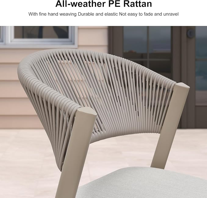 PURPLE LEAF 11-Piece Patio Dining Set Outdoor Furniture Rectangular Table and Chairs Set with Aluminum Frame and Wicker Rattan for Garden Deck Backyard Kitchen Champagne Outdoor Set