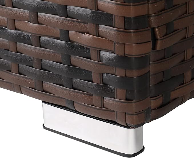 Zimtown 61L Outdoor Rattan Side Table with Gas Bottle Storage - Wicker Patio Garden Furniture for Outdoor Use,for Backyard or Patio