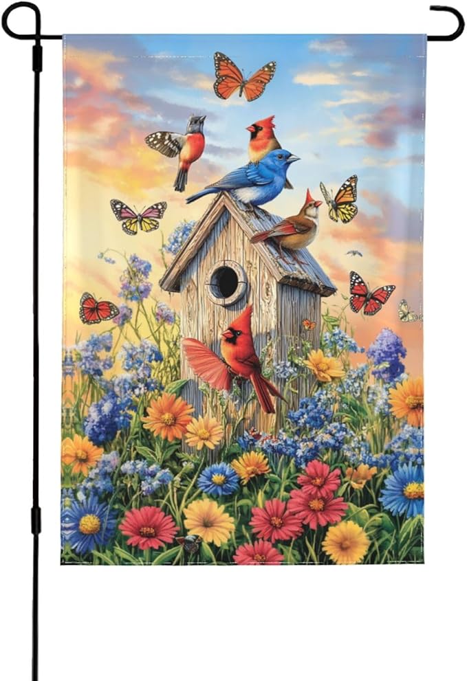Bluebird Garden Flag 12x18 Inch Double Sided All-Weather Polyester Outdoor Flag For Patio Lawn Yard And Garden Welcome Decor
