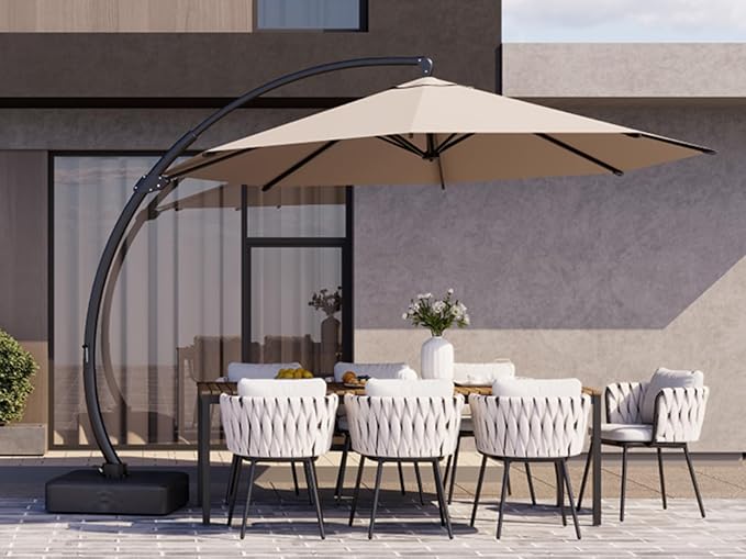 Kingdura Cantilever Patio Umbrella with Double Top Vent, Large Square Aluminum Outdoor Offset Umbrella with 360-degree Rotation, Infinite Tilt, UV Protection for Pool Deck Garden Patio