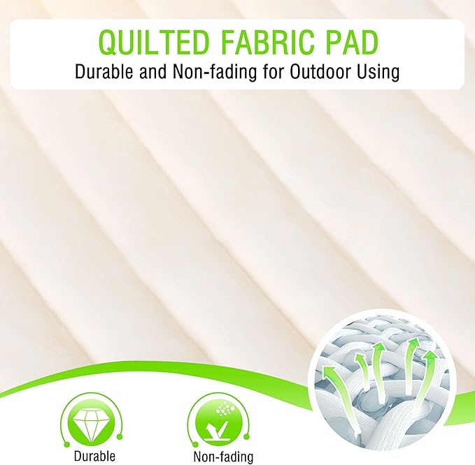 MUPATER 12FT Double Hammock with Stand Included, 2 Person Outdoor Quilted Hammock with Stand, Rope with Pad and Pillow, hamacas para adultos, White