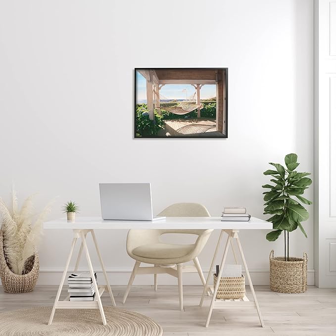 Stupell Industries Tranquil Hammock Warm Sunlit Porch Rural Garden Framed Wall Art, Design By Tom Mielko