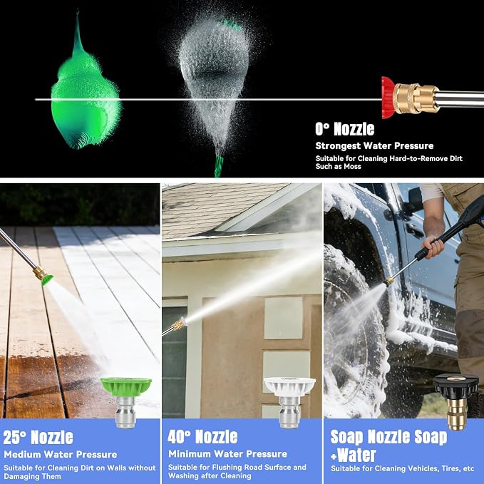 3500PSI Gas Pressure Washer, 212CC / 2.3GPM / 7HP / 4-Stroke Gas Power Washer with 4 Quick Connect Nozzles, 25FT Hose, Soap Tank, Gas Powered Pressure Washers for Driveways Decks Cars Paint Prep