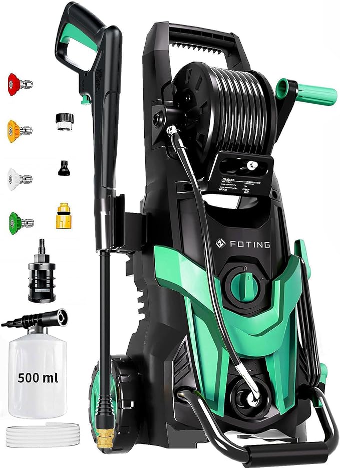 2026 Upgrade Pressure Power Washer 4700PSI with 4 Quick Connect Nozzles,Inlet Hose & Filter, Foam Cannon for Cars/Fences/Driveways/Patios/Home,Blue