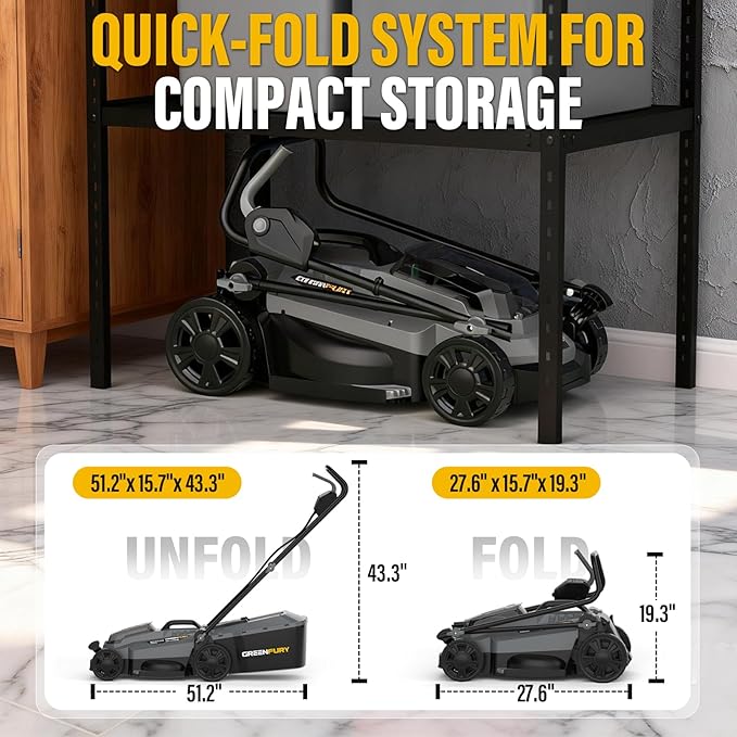 13-Inch Cordless Lawn Mower Compatible with Dewalt 20V MAX Battery, Brushless Electric Mower with 5-Position Height Adjustment & 8 Gal Bag for Small Yards (Tool Only)