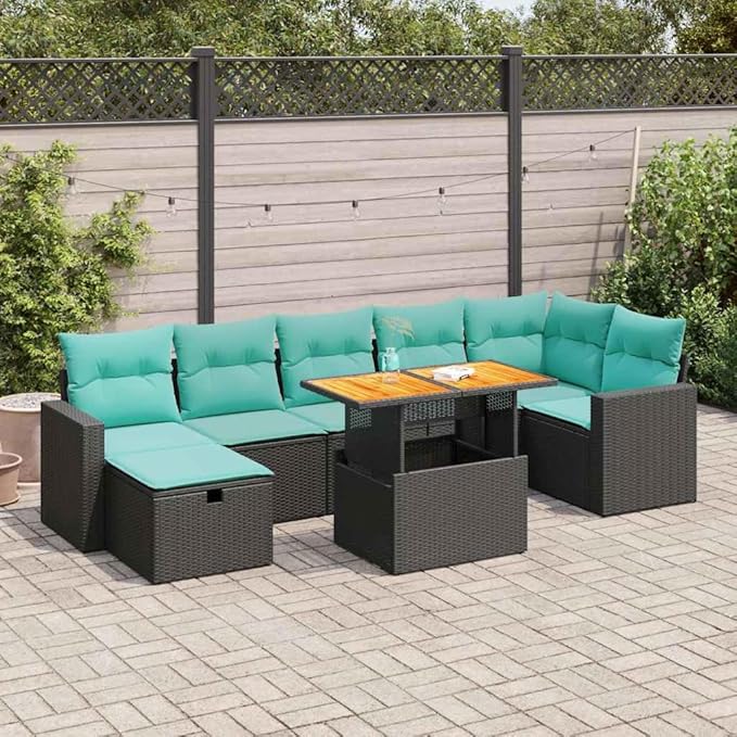 8 Piece Patio Furniture Set Outdoor Sofa Sectional Gray PE Rattan Modular Conversation Set with Cushions for Patio Garden Backyard