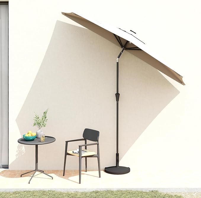 Helios&Hestia 9 ft Small Half Round Wall Outdoor Market Patio Umbrella with Tilt and Crank for Garden, Deck, Balcony