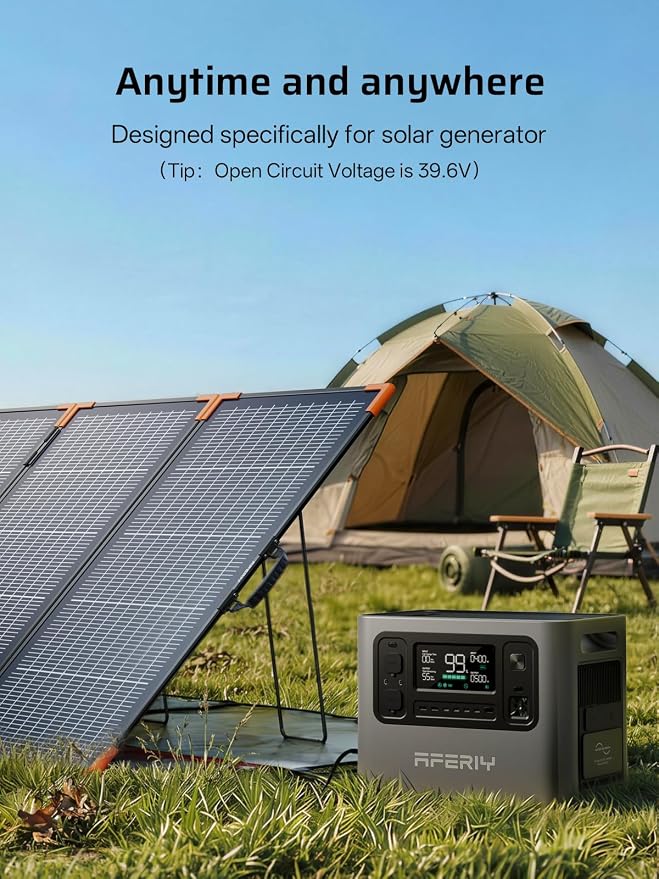 AFERIY P280 Portable Power Station 2800W (Peak 5600W) with 400W Bifacial Solar Panel,2048Wh LiFePO4 Battery,Expandable to 10kWh,1800W AC Charging Less 38 mins,Solar Generator for Home Use,Camping,RVs