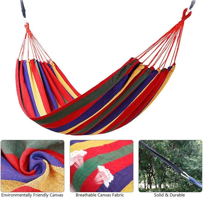Hammock Garden Camping Swing Portable 2 Person Outdoor 190 X 150 cm Beach Travel Sleeping Canvas 150Kg Load Capacity,Orange