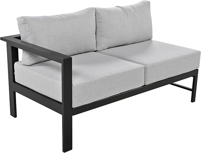 GDFStudio U-Shaped Outdoor Patio Furniture Set for 6, Iron Frame Patio Sectional Sofa with Thick Cushions, All Weather Modular Outdoor Couch Seating for Backyard Garden Balcony Deck Poolside, Grey