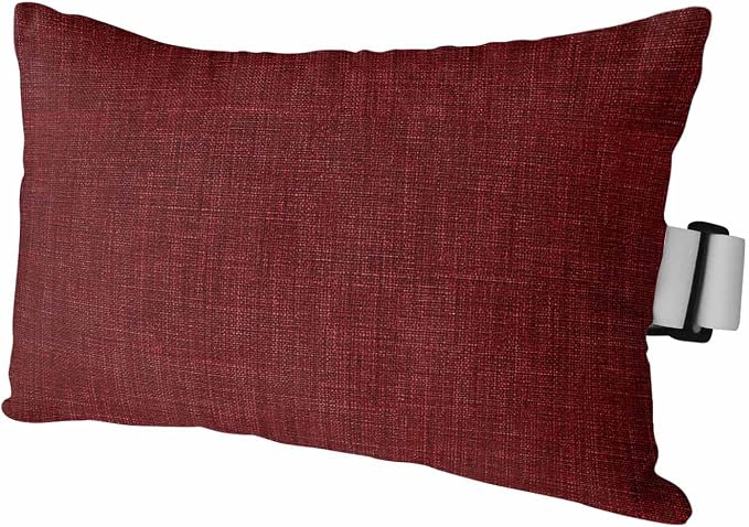 Dark Red Outdoor Lumbar Pillow 11x16 Inch, Farmhouse Burlap Solid Red Color Modern Linen Texture Waterproof Throw Pillow Covers with Insert, Decorative Chair Cushions for Patio Garden Recliner