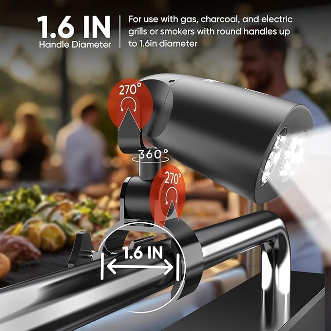 Grill Light BBQ Accessories: Upgraded 10 LEDs Bright Outdoor Grill Light - Dad Gifts for Fathers Day Mens Gifts for Husband - Flexible Rotation Adjustable C-clamp Smoker Grilling Accessories