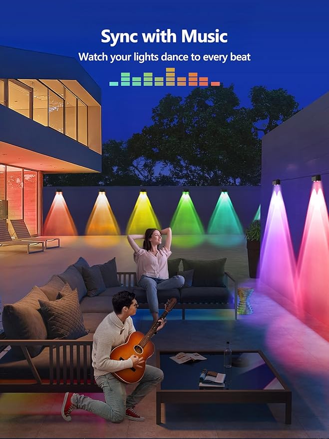 Brizled Smart Fence Lights, RGBCW Outdoor July 4th Deck Lights APP & Voice Controlled, 32.8ft Music Sync Red White & Blue Fence Lighting Smart Lighting IP65 Waterproof for Halloween Christmas Decor