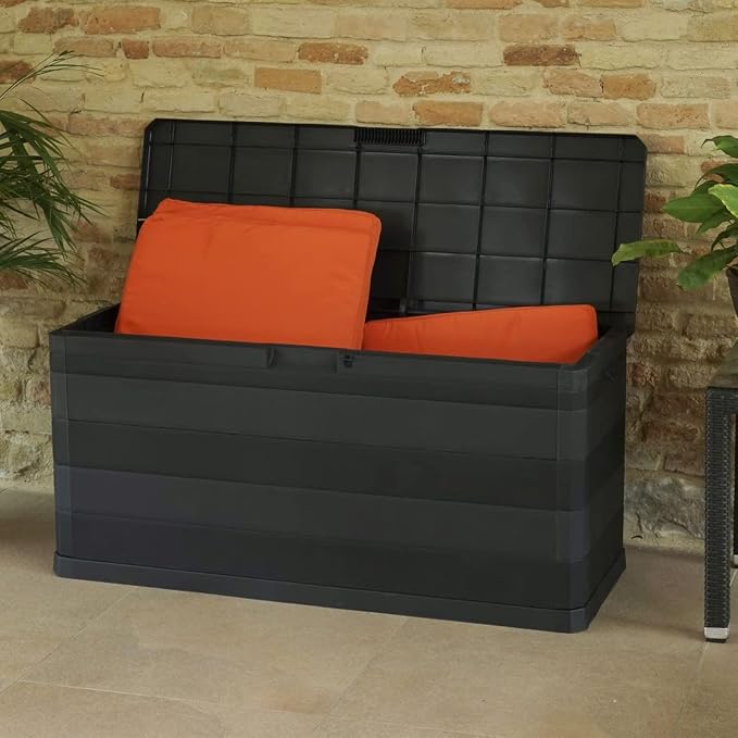 Patio Patio Storage Box，Pool Storage Boxes Outdoor Waterproof, Deck Decor Outdoor Bench, Patio Bench Outdoor Storage Box Black 46.1"x17.7"x22"