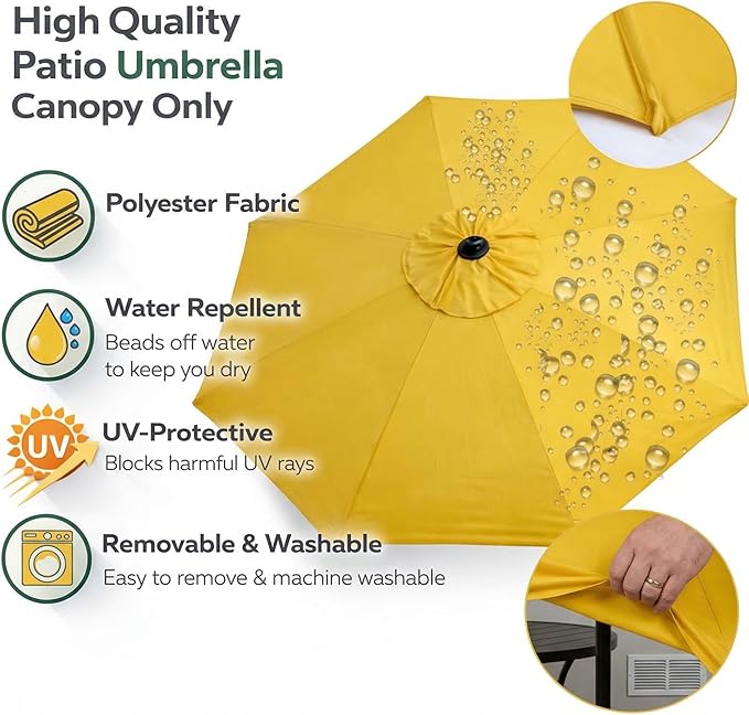 Sfmora 9ft Patio Umbrella Replacement Canopy for 8 Ribs, Outdoor Umbrella Canopy ONLY, Market Umbrella Top, Water-Resistant & UV-Protective