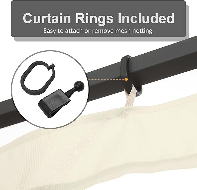 Outsunny 10' x 13' Universal Replacement Mesh Sidewall Netting for Patio Gazebos and Canopy Tents with Zippers, (Sidewall Only) Beige, Black