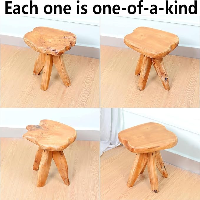 Brefhome Natural Cedar Wood Stool, 14.5" Tall Hand-Carved Tree Stump End Table, Unique Live Edge Plant Stand, Rustic Mushroom Stool for Living Room, Garden & Indoor Decor, Fully Assembled