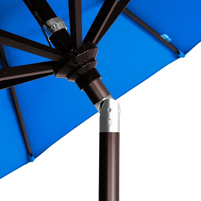 California Umbrella 5-Year-Non-Fading, 9Ft Premium Patio Umbrella, Hand-Crank, Button-Tilt, Bronze Frame, Solution Dyed Royal Blue Fabric