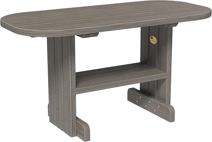 LuxCraft Poly Outdoor Coffee Table, Oval Patio Table with Shelf, Weather Resistant Low Tables for Adirondack Chairs & Outdoor Seating - Amish Made in USA (Coastal Gray)