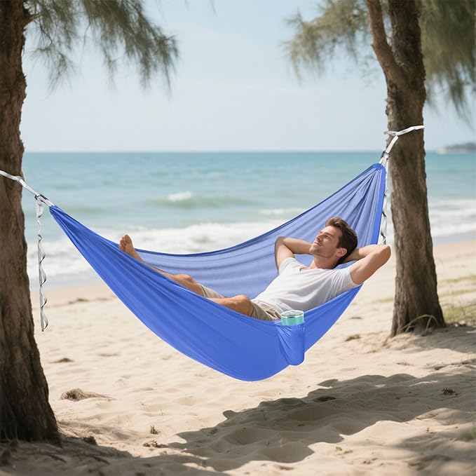 Royal Blue Solid Color Pure Plain 330lb Capacity Outdoor Hammocks with Portabl Carry Bag Cloth Hammock for Outside Patio Garden Base para hamacas