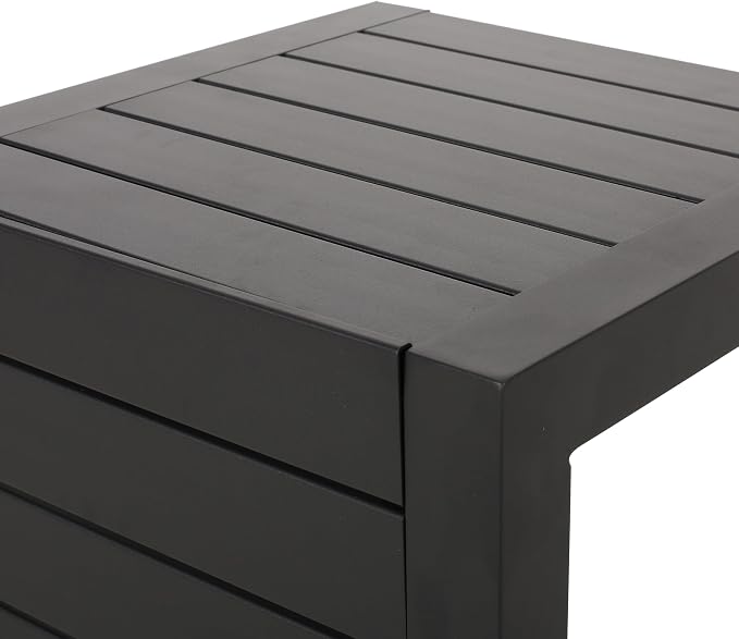 24" H Aluminium Black Patio Side Table, Small C-Shaped Outdoor Patio Table Coffee Table for Patio, Garden or Balcony