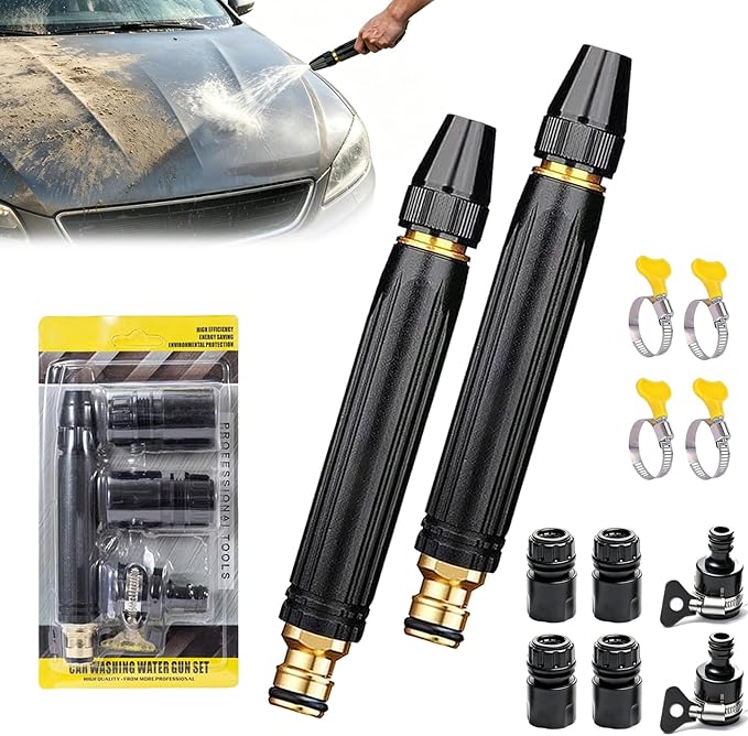 2pcs Home High Pressure Car Wash Water Gun with Booster Nozzle, Powerful High-Pressure Water Gun for Car Cleaning, for Watering Plants and Vegetables, and Garden Hose (2pcs)