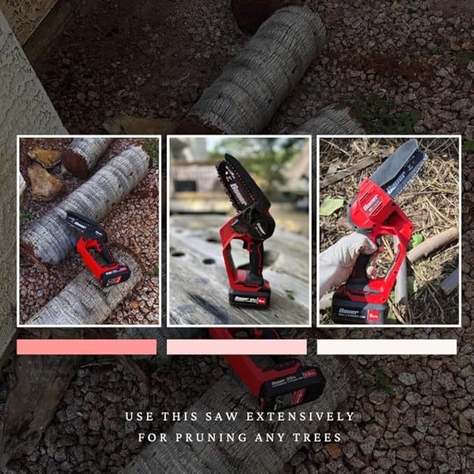 Cordless Pruning Saw –20V, 5 Inch Brushless Chain Saw with Scrench & Scabbard, Lightweight 2.5 Lbs, Cuts Branches Up to 4.75", 162 Cuts Per Charge, ETL Certified, Battery Powered Tree Trimmer
