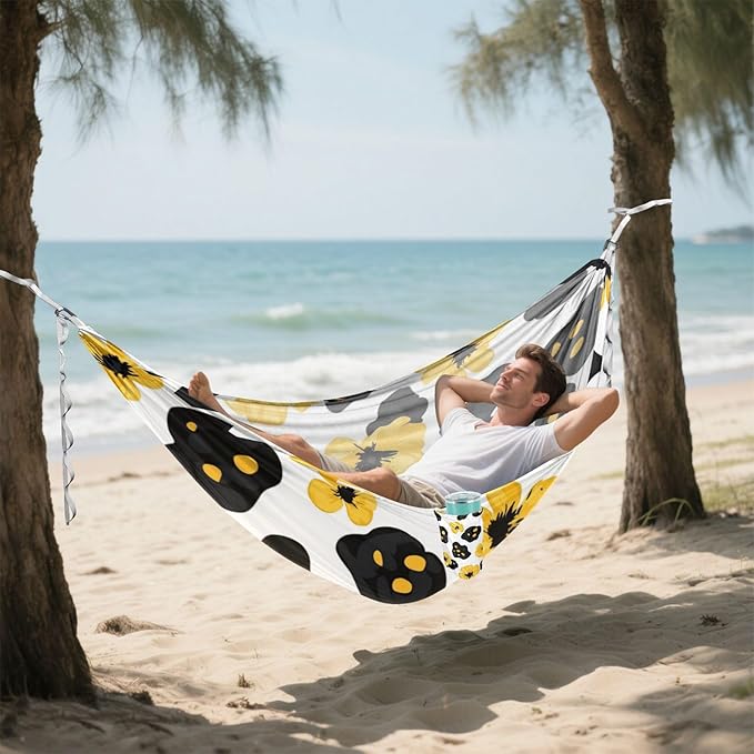 Leopard Skin Spot Leaves Floral 330lb Capacity Camping Hammocks with Hanging Rope Cloth Hammock for Indoor Outdoor Patio hamacas para adultos