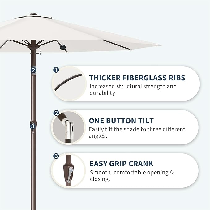 PatioKingdom 11FT Patio Umbrella,Outdoor Umbrella with Push Button Tilt and Crank,Market Table Umbrella with 8 Sturdy Fiberglass Ribs UV Protection