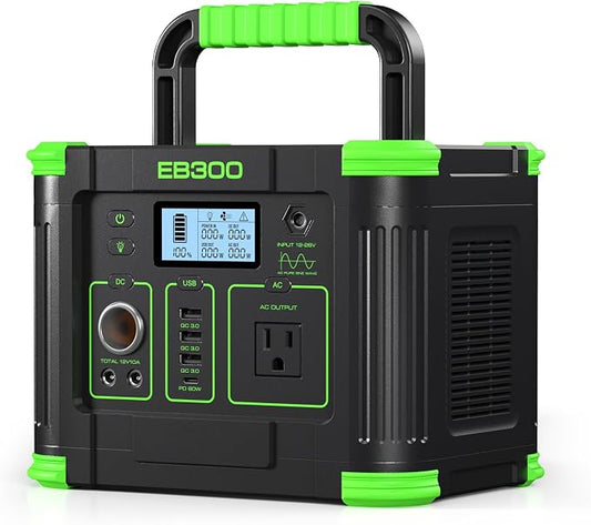 330W Portable Power Station 288.6Wh Solar Generator with 600W Peak, PD 60W USB-C, QC3.0 & 5W Wireless Charger for Camping, Emergency Backup, RV & Home Use
