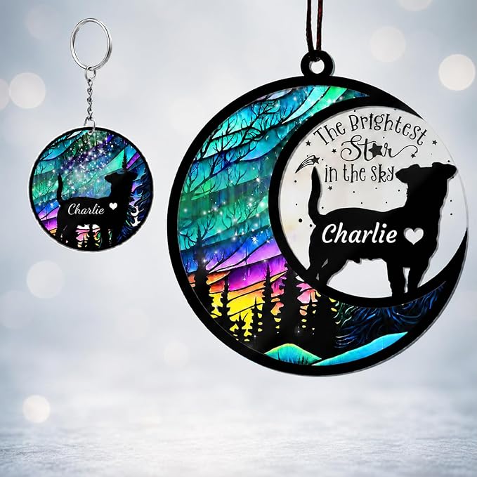 Dog Memorial Suncatcher, Personalized with Name and Dog Breeds, Custom Pet Loss Suncatcher, Gifts for Pet Lovers, Memorial Ornament Loss of Pet Sympathy Gift, in Loving Memory for Loss Dog