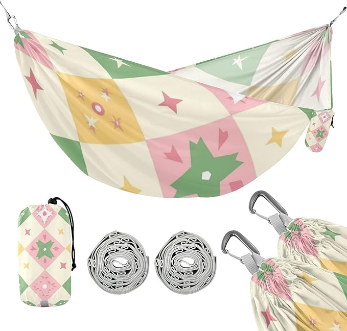 Pink Green Cute Plaid 330lb Capacity Outdoor Hammocks Hanging Hammock for Outside Patio Backyard Poolside Base de hamaca para adultos