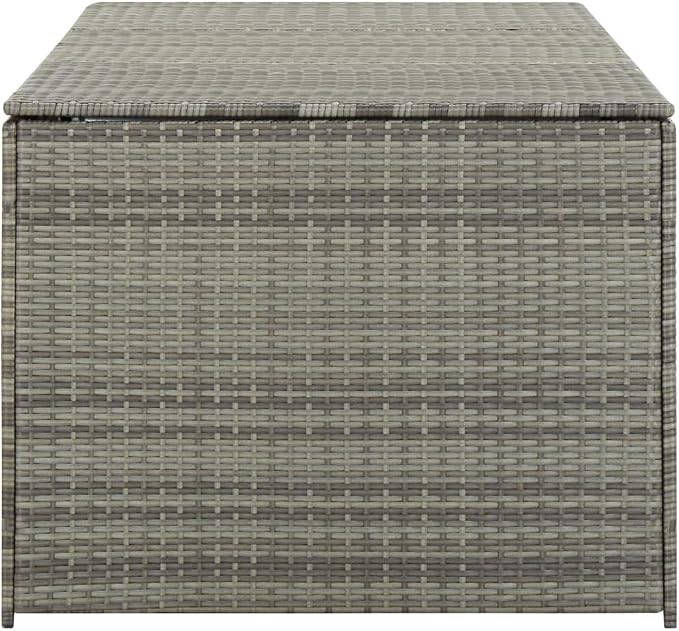 Garden Storage Box Indoor/Outdoor Storage Container and Gardening Tools - Store Items on Patio, Garage, Yard.Poly Rattan 70.9"x35.4"x29.5" Gray