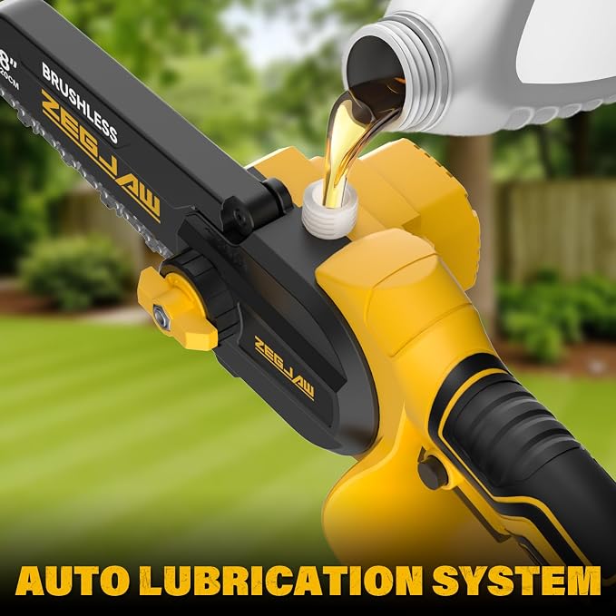 ZEGJAW 2-IN-1 Cordless Pole Saw & 8 Inch Mini Chainsaw, with 2 Pack 3.0Ah Battery and Charger, Electric Pole Saw for Tree Trimming with Adjustable Extension Pole